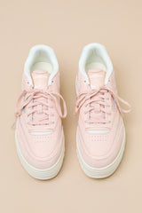 Club C Extra Bleached Peach Leather Flatform Sneakers