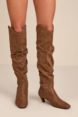 Jemma Taupe Suede Slouchy Knee-High Boots