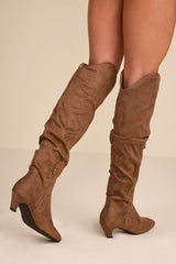 Jemma Taupe Suede Slouchy Knee-High Boots