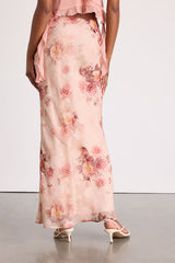 Adara Blush Floral Jacquard Slip Maxi Skirt