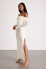 Eulalie Cream Lace Off-the-Shoulder Maxi Dress