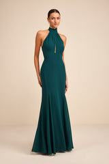 Miselle Emerald Green Mock Neck Maxi Dress