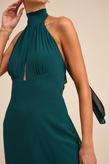 Miselle Emerald Green Mock Neck Maxi Dress