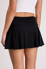 Celida Black Jersey Knit Low-Rise Micro Mini Skort