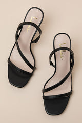 Leigh Black Strappy High Heel Sandals