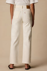 Ribcage White Denim Straight Ankle Jeans