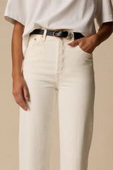 Ribcage White Denim Straight Ankle Jeans