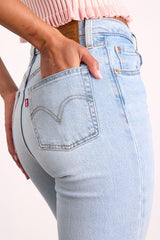 Ribcage Light Blue Denim Straight Ankle Jeans