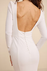 Jilla White Backless Long Sleeve Maxi Dress