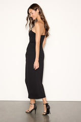 Farah Black Strapless Tulip Midi Dress