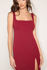 Davana Dark Red Cutout Midi Dress