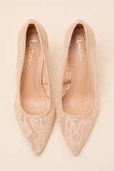 Lolita Light Nude Lace Pointed-Toe Pumps