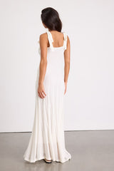 Fawn White Crochet Tie-Strap Maxi Dress