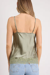 Cameron Sage Satin Lace Cami Top