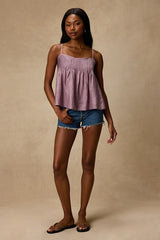 Lecky Lavender Pleated Babydoll Tank Top