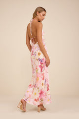 Sidney Blush Multi Floral Halter Maxi Dress