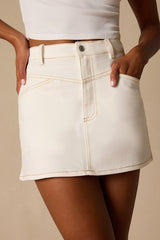 Alaire Ivory Denim High-Rise Mini Skirt