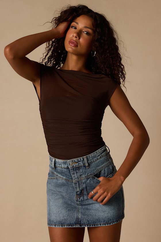 Alaire Medium Wash Denim High-Rise Mini Skirt