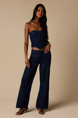 Denna Dark Wash Denim Strapless Top