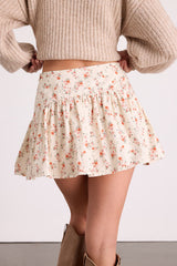 Adrianna Cream Floral Cotton Mini Skirt