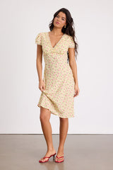 Liv Light Yellow Ditsy Floral Slip Midi Dress