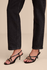 Sara Black Strappy Slingback High Heel Sandals