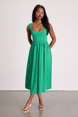 Alianna Green Textured Scoop Back Midi Dress