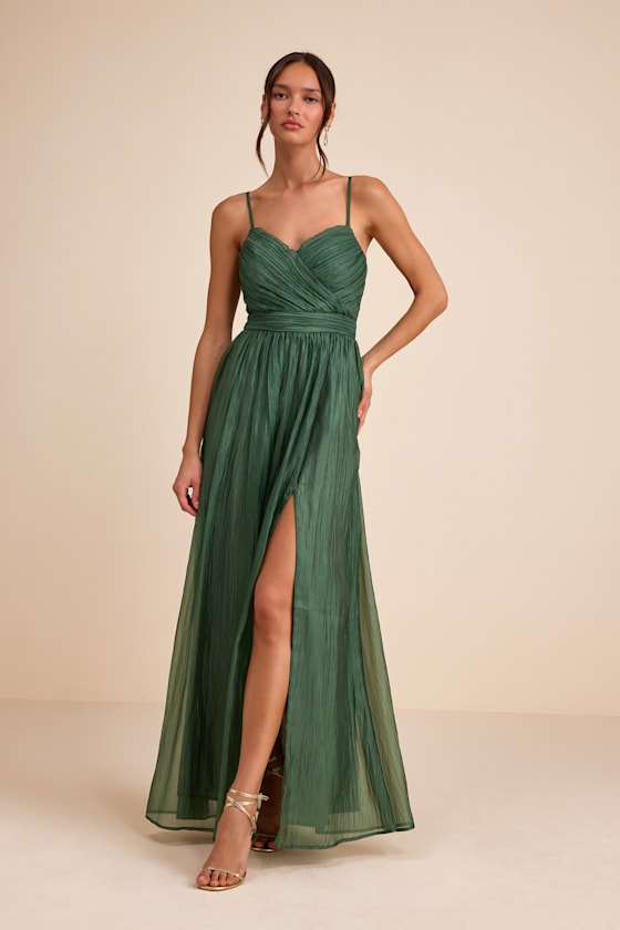 Rosalind Green Organza Strapless Maxi Dress