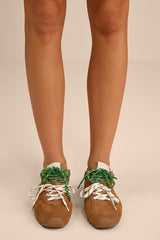Aziel Camel Suede Leather Lace-Up Sneakers