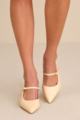 Mattera Bone Pointed-Toe Slingback Pumps