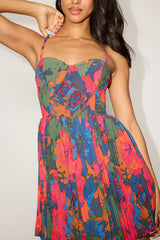 Dorothy Pink Multi Floral Print Pleated Mini Dress