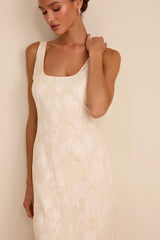 Elani Ivory Floral Burnout Trumpet Midi Dress