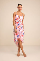 My Favorite Day Light Pink Floral Print Tulip Skirt Midi Dress