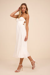 Irelyn White Satin Bustier Midi Dress