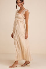 Wisteria Ivory Ruffled Smocked Maxi Dress