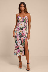 Kayla Black Multi Floral Ruffled Midi Dress