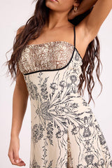 Emryn Beige Multi Mixed Print Floral Maxi Dress