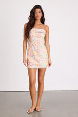 Canella Cream Multi Embroidered Tie-Back Mini Dress