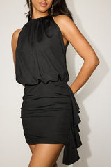 Miriam Black Slinky Knit Backless Mini Dress