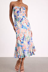 Shauna Blue Multi Floral Tie-Front Midi Dress
