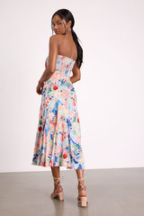 Shauna Blue Multi Floral Tie-Front Midi Dress
