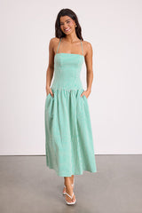 Lanny Green Gingham Lace-Up Midi Dress