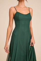 Atori Dark Green Mesh Sleeveless Maxi Dress