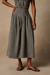 Starling Black Gingham High-Rise Midi Skirt
