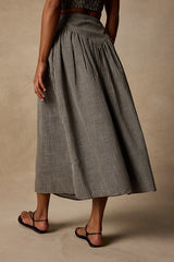 Starling Black Gingham High-Rise Midi Skirt