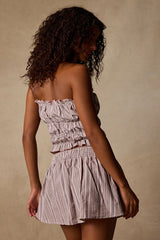 Honeysuckle Pink Striped Smocked Tube Top