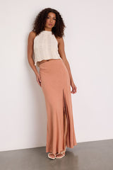 Ronan Peach Linen High-Rise Maxi Skirt