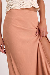 Ronan Peach Linen High-Rise Maxi Skirt