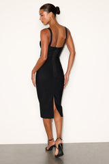 Althea Black Bandage Knit Bodycon Midi Dress