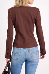 Risha Dark Brown Button-Front Blazer